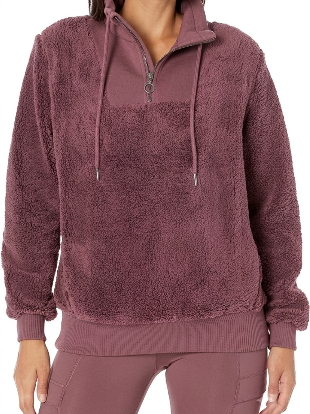 Sweaty Betty Sherpa Sherpa Half Zip Long‎ Sleeve Sweatshirt Burgundy Cozy Fall